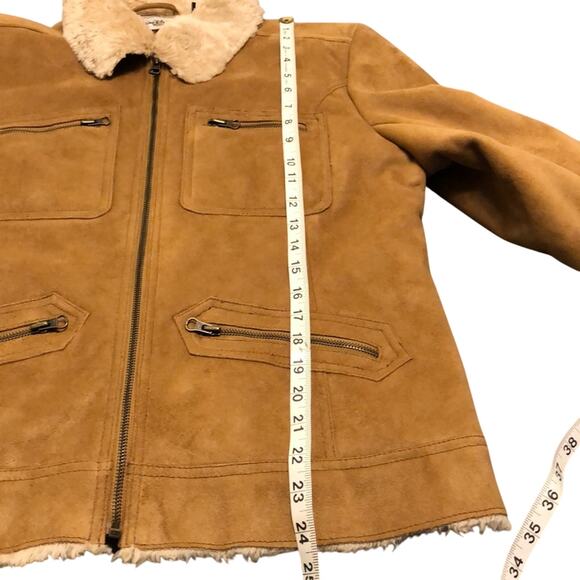 Disney Parks Light brown Faux Suede Embroidered Jacket Sherpa Size Large - Picture 12 of 14